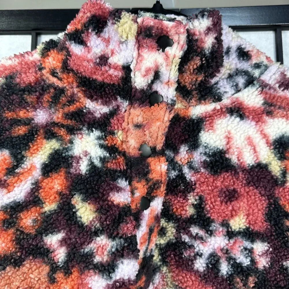 Loft Womens Size S Floral Fleece Jacket Multicolor Snap Closure Size Small - Picture 9 of 9